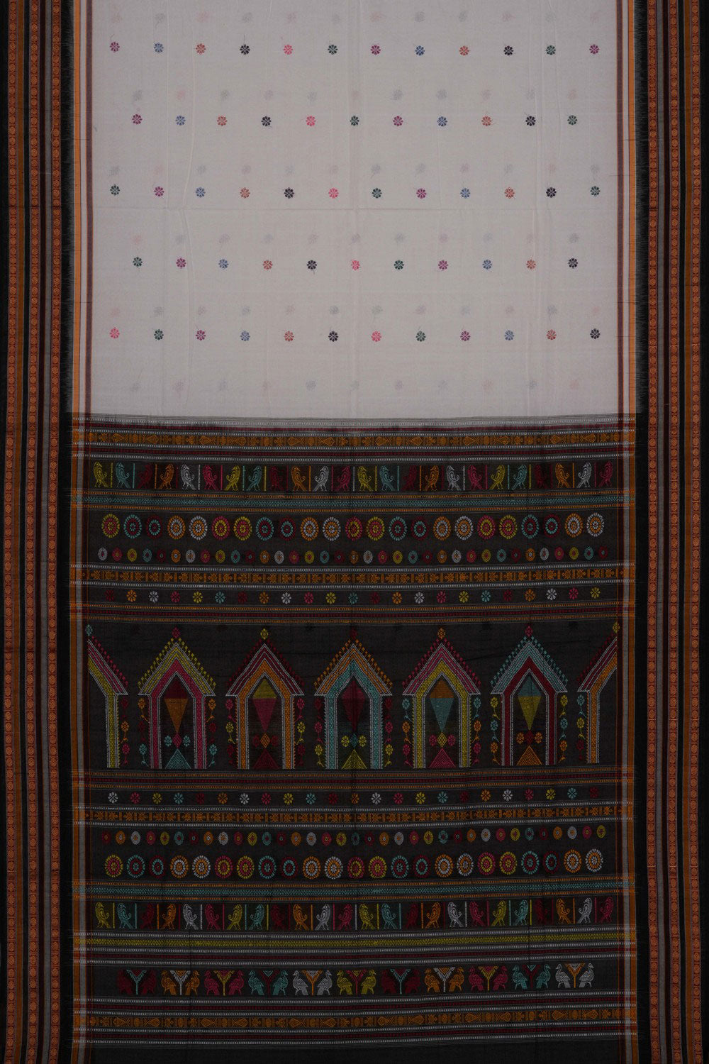 Image of Sambalpuri Cotton Off White Saree